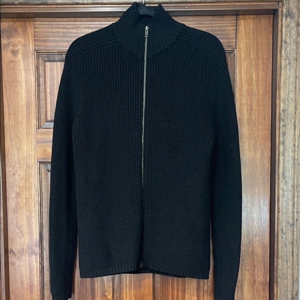 Banana Republic Men's Black Full-Zip Wool sweat sweater medium